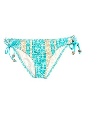 Hurley Turquoise Swimwear Bottom with Beaded Tan Accents L